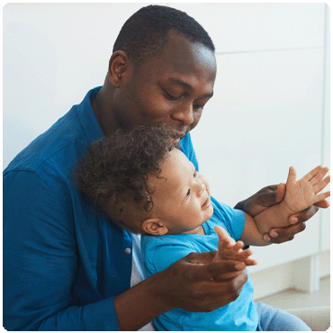 Father and son at home